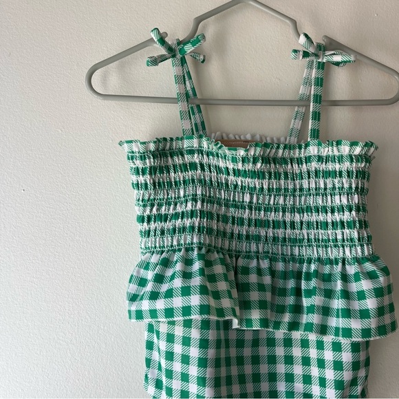 🌼 5/$25 Old Navy Baby Girl Green Gingham Smocked Ruffle Swimsuit 18–24M - Picture 4 of 7
